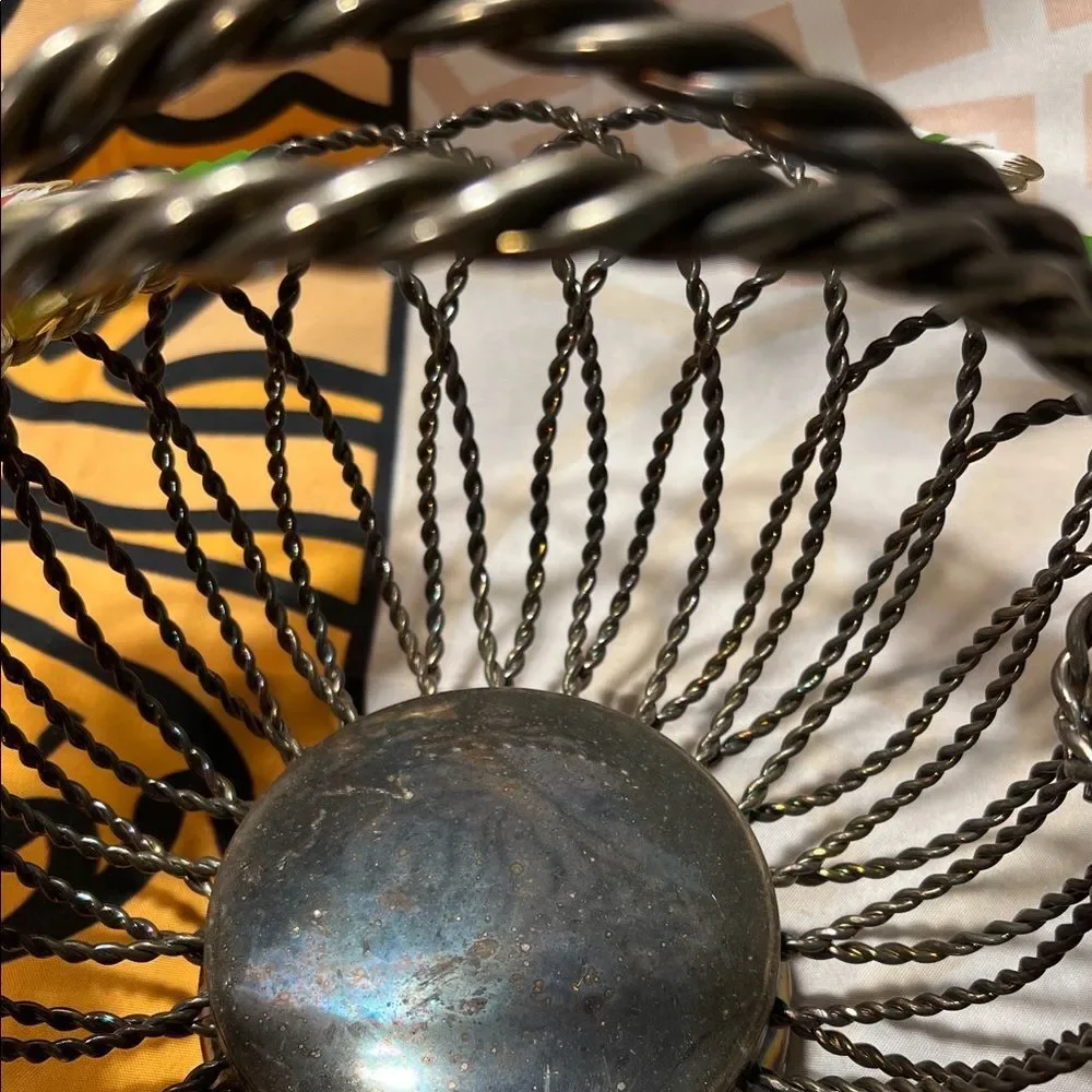 Decorative Wire Basket with Floral Accents